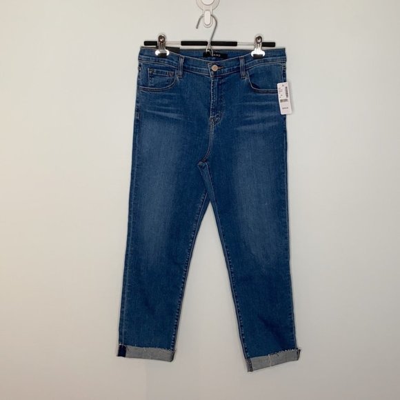 J Brand Women Ruby High-Rise Cropped Cigarette Medium Wash Denim Jeans Size 10 - Picture 1 of 12